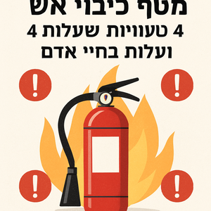 Illustrative image for a support article about 'מטף כיבוי אש: 4 טעויות שעלולות לעלות בחיי אדם' in the general field.